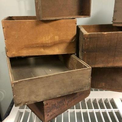 Bunch of very old wood crates and boxes
