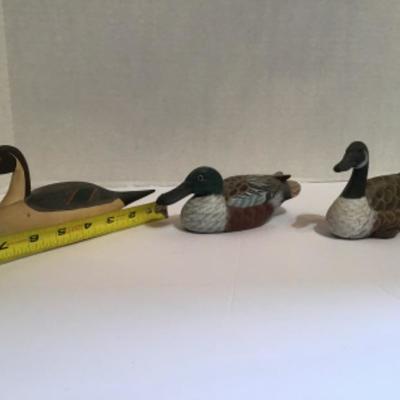 162  Lot of 3 Small Decoys and One Large Decoy Signed  by Capt. Jen Urie 
