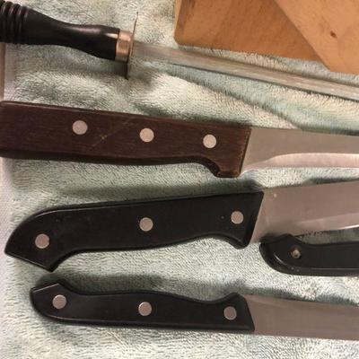 Mixed Brand Knives in a Henkel block