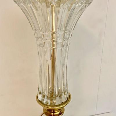 #205    PAIR OF VINTAGE TALL CRYSTAL TABLE LAMPS