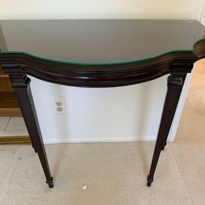 #212    BOMBAY CO DEMI LUNE TABLE BLACK FINISH
