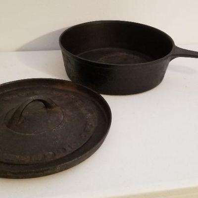 Lot #131  Vintage Cast Iron Skillet with Lid - Bluff City Stove Works