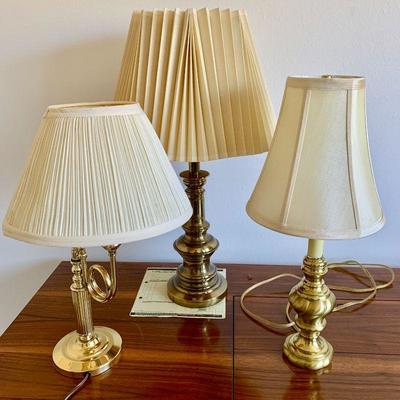#216  GROUP OF 3 SMALL BRASS TABLE LAMPS