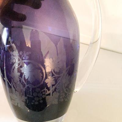 L4: Lavender Glass Serving Set Etched Grapes