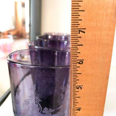L4: Lavender Glass Serving Set Etched Grapes
