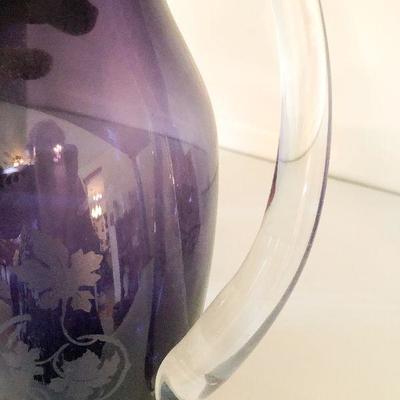 L4: Lavender Glass Serving Set Etched Grapes