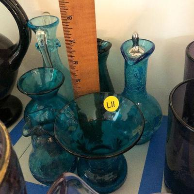 L11: Blue Crackle Glass Cruet and More