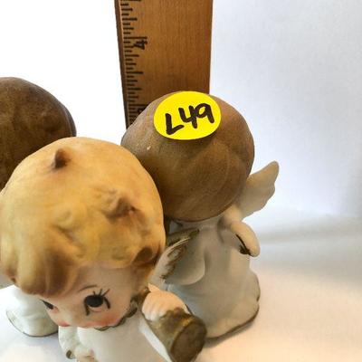L49: Vintage Bisque Angel with Instruments Figurines 