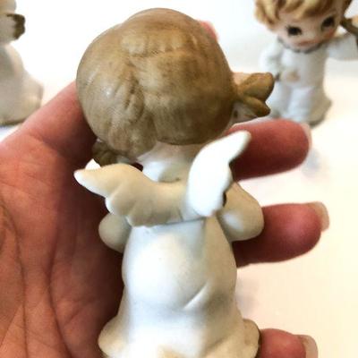 L49: Vintage Bisque Angel with Instruments Figurines 