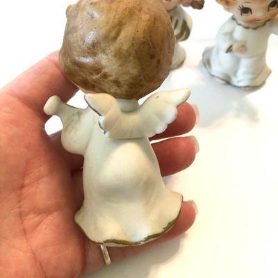 L49: Vintage Bisque Angel with Instruments Figurines 