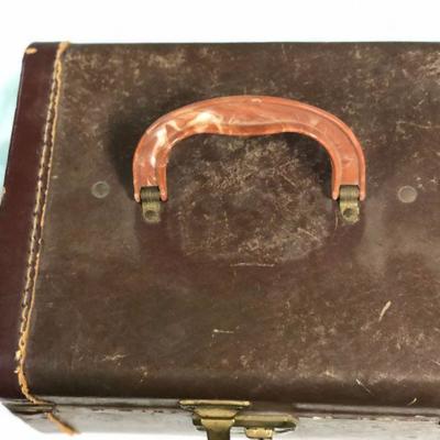 Vintage Brown Luggage Makeup Toiletries Beauty Case