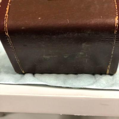 Vintage Brown Luggage Makeup Toiletries Beauty Case