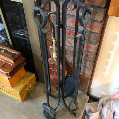 L70: Cast Iron Fire Place Tools and Bellow