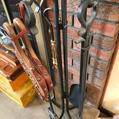 L70: Cast Iron Fire Place Tools and Bellow