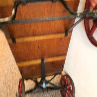 L73: Rare Antique Philadelphia Evening Bulletin Newspaper Wooden Delivery Pull Wagon