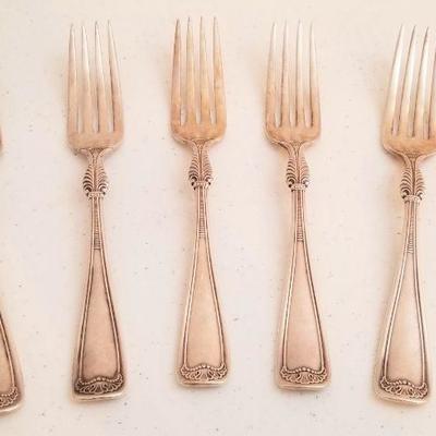 Lot #139  Lot of 5 Gorham Silverplate antique forks.