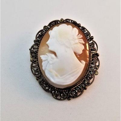 Lot #147  Vintage Carved Cameo Brooch - 8kt gold mount