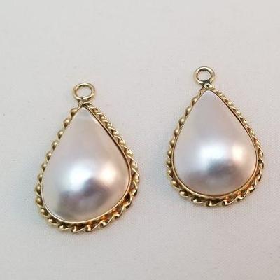 Lot #148  Pair Earring Dangles - Mabe Pearls, mounted in 10kt gold