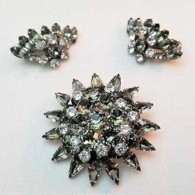 Lot #149  Vintage Rhinestone Brooch and Matching earrings in Vintage Box