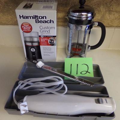 LOT 112  ELECTRIC KNIFE & COFFEE GRINDER