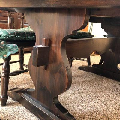 K1: Farmhouse Trestle Solid Wood Dining Table and Chairs