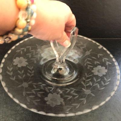K10: Etched Tidbit Tray and Compote