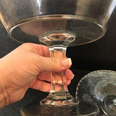 K10: Etched Tidbit Tray and Compote