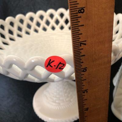 K12: Milk Glass Compote and Vases