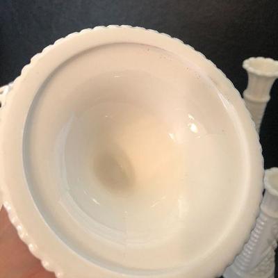 K12: Milk Glass Compote and Vases