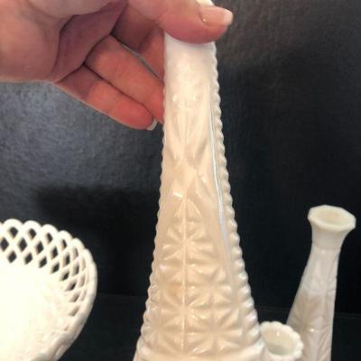 K12: Milk Glass Compote and Vases
