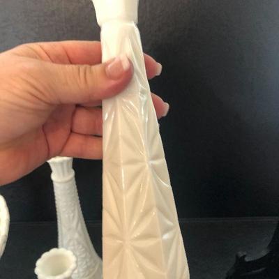 K12: Milk Glass Compote and Vases