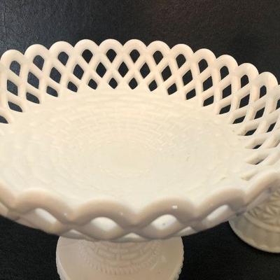K12: Milk Glass Compote and Vases