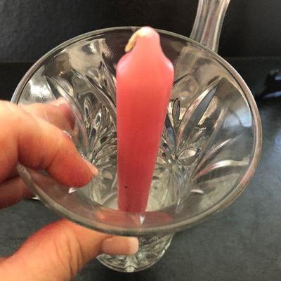 K14: Glass Candlesticks and Vase Lot