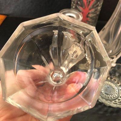K14: Glass Candlesticks and Vase Lot