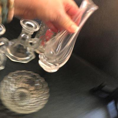 K14: Glass Candlesticks and Vase Lot