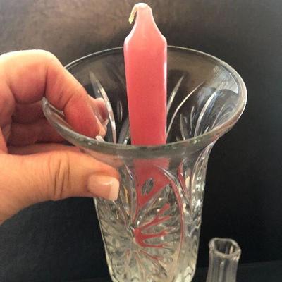 K14: Glass Candlesticks and Vase Lot