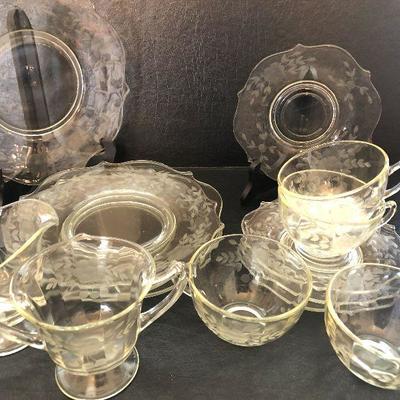 K15: Etched Clear Depression Glass 