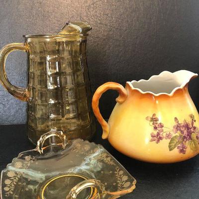 K16: Vintage Amber Glass Pitcher and More