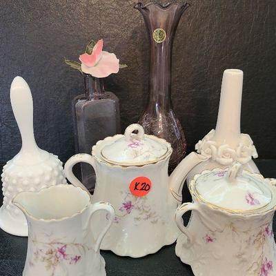 K20: Porcelain Creamer, Sugar, and More lot