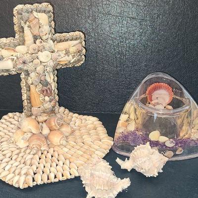 K36: Shell Inspired Decor, Shell Cross, Shell candle Holder and More
