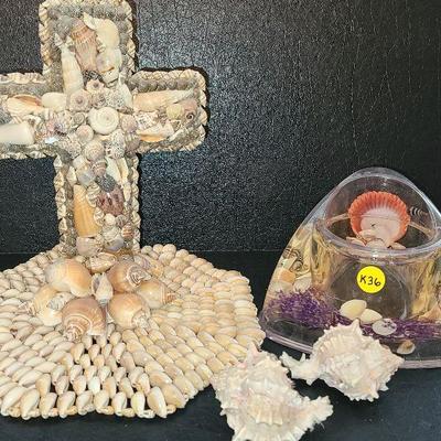 K36: Shell Inspired Decor, Shell Cross, Shell candle Holder and More
