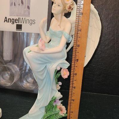 K39: Angel Harp, Angel Wings Candlestick and Cloudworks Figurine