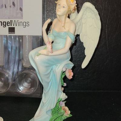 K39: Angel Harp, Angel Wings Candlestick and Cloudworks Figurine