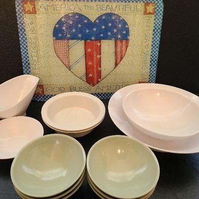 K48: Melamine Dishes and Patriotic Cutting Board