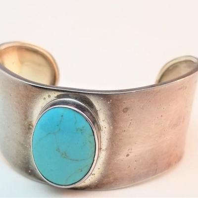 Lot #153  Sterling Silver & Turquoise Cuff Bracelet