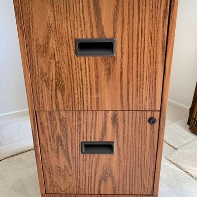 #228   FAUX WOODGRAIN METAL 2 DRAWER FILE CABINET