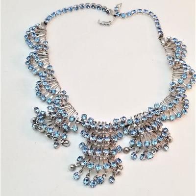 Lot #156  Fantastic Vintage Necklace - BLUE Rhinestones!