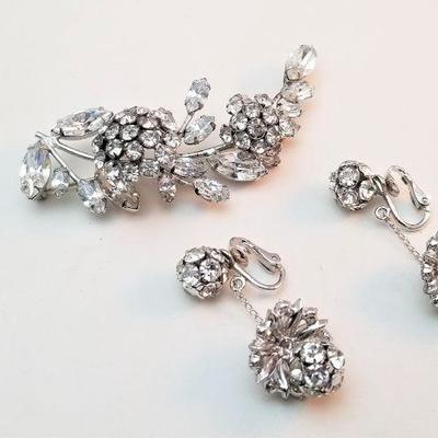 Lot #157  Vintage "Tremblant" Rhinestone brooch and matching earrings