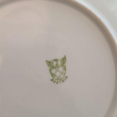 K56: Handprinted Antique Floral Plates and Vase.