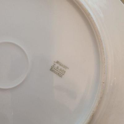 K56: Handprinted Antique Floral Plates and Vase.